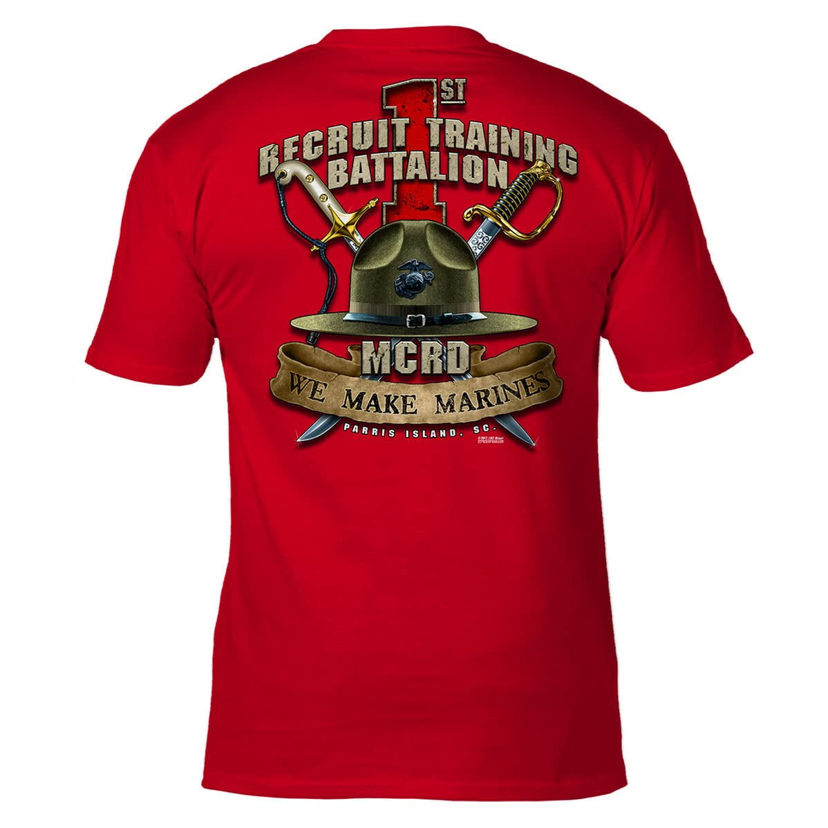 USMC MCRD Parris Island 1st Battalion Tee Red MD