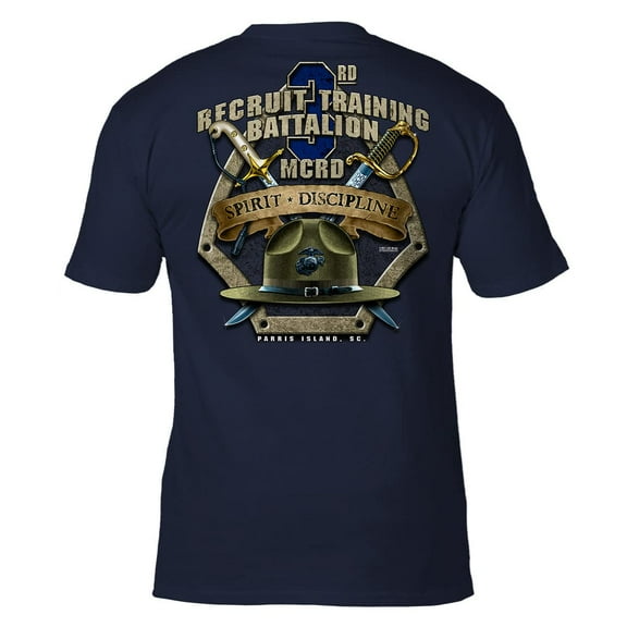 USMC MCRD Parris Island 3rd Battalion Tee Navy LG
