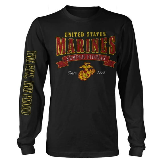 USMC Marine Corps Arched Semper Fidelis Long Sleeve T-Shirt XL