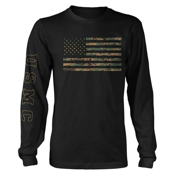USMC Marine Corps MARPAT Flag Long Sleeve T-Shirt 2X