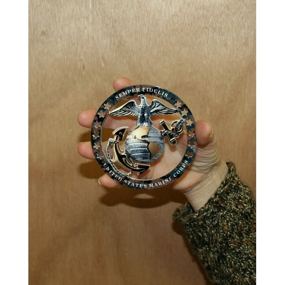 USMC Marine Corps Semper Fi Round Auto Decal Magnet Sign - 4" x 4"