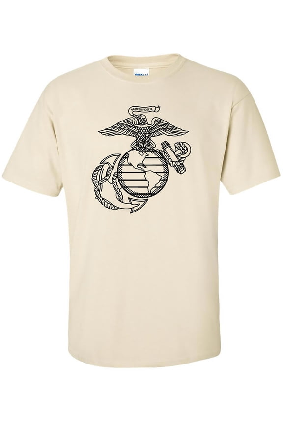 USMC Marines Eagle, Globe and Anchor Short Sleeve T-Shirt in Sand