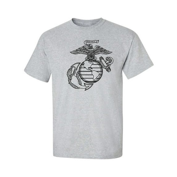 USMC Marines Eagle, Globe and Anchor Short Sleeve T-Shirt in Sport Grey