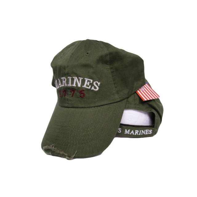 USMC Marines Marine Corps Olive Drab 1775 Washed Distressed Embroidered ...