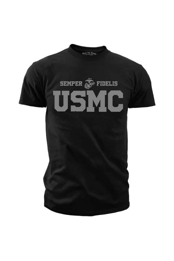 USMC Marines P/T Military Men's Black Ink T-shirt LG