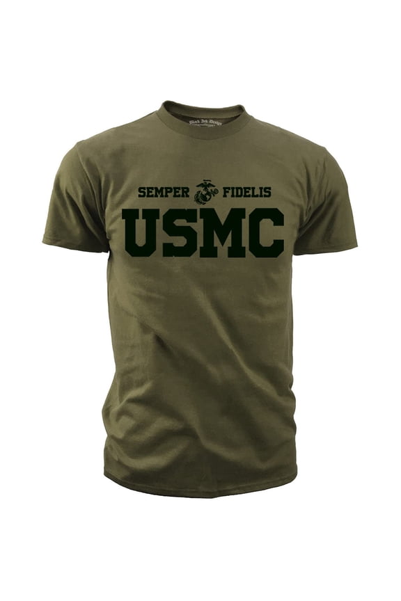 USMC Marines P/T Military Men's Black Ink T-shirt MD