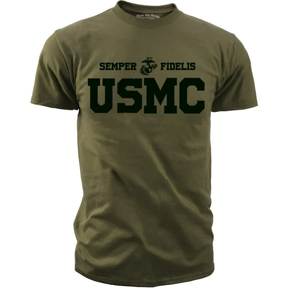 USMC Marines P/T Military Men's Black Ink T-shirt SM