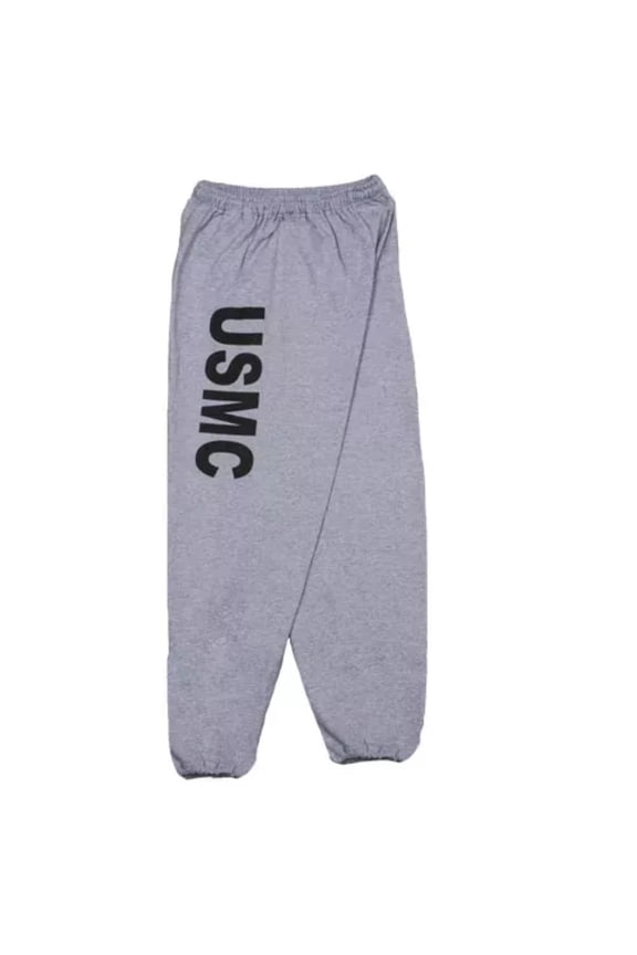 PRODUCTS Men's USMC Print Sweatpants, Outdoor Sports Jogger Pants with Drawstring Closure & Elastic Waistband, Gray, X-Large