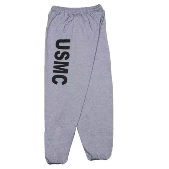 FOX OUTDOOR PRODUCTS Men's USMC Print Sweatpants, Outdoor Sports Jogger Pants with Drawstring Closure & Elastic Waistband, Gray, X-Large