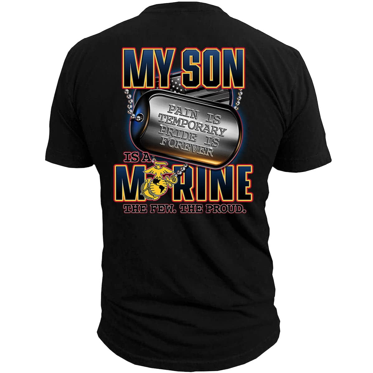 USMC Marines My Son is a Marine Military Men's Black Ink T-shirt MD ...