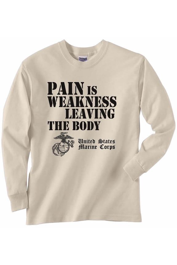 USMC Pain is Weakness Crewneck Sweatshirt in Sand