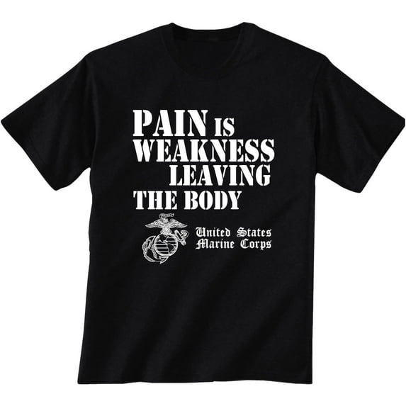 USMC Pain is Weakness Leaving the Body Short Sleeve T-Shirt in black