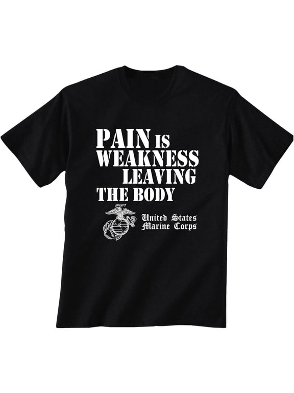 USMC Pain is Weakness Leaving the Body Short Sleeve T-Shirt in black
