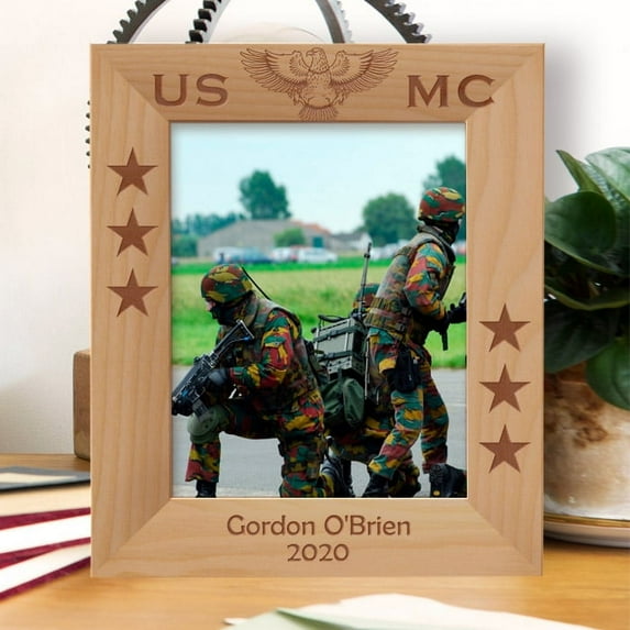 USMC Personalized Wooden Frame 8" x 10" Brown (Vertical)