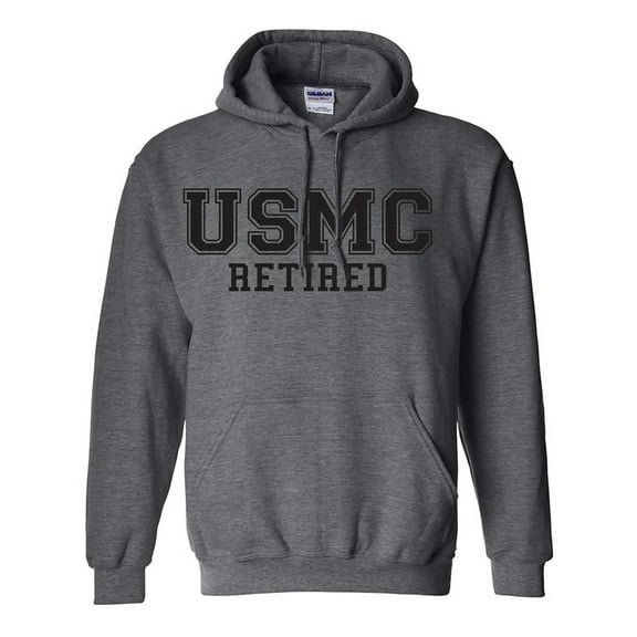 USMC Retired BLACK logo Hooded Sweatshirt