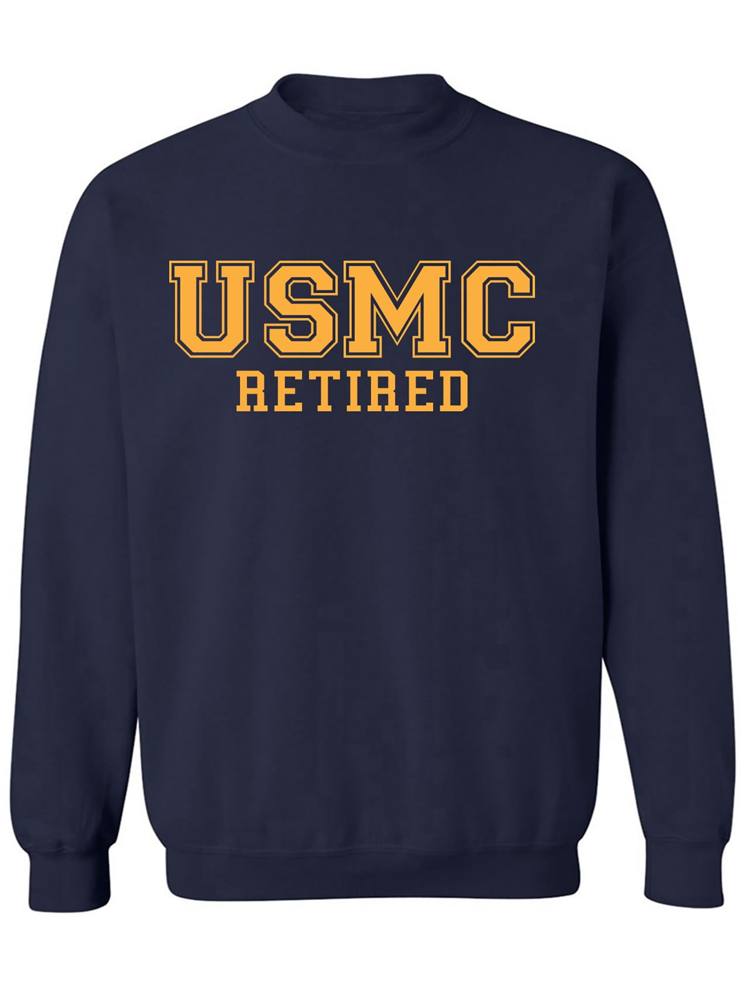 USMC Retired Gold Logo Sweatshirt - Officially Licensed Marine Corps Crewneck, Comfort Blend, Made In USA