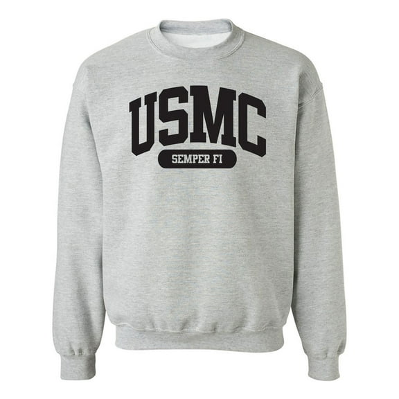 USMC Semper Fi Crewneck Sweatshirt in Sport Grey