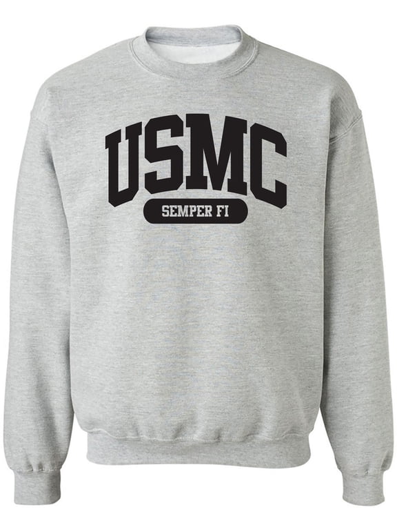 USMC Semper Fi Crewneck Sweatshirt in Sport Grey