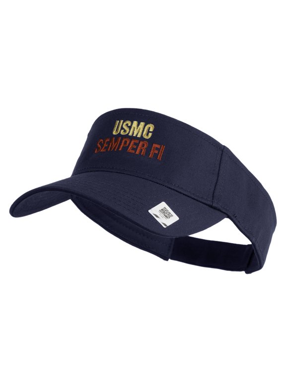 USMC Semper Fi Design Embroidered Cotton Twill Sun Visor - Navy OSFM