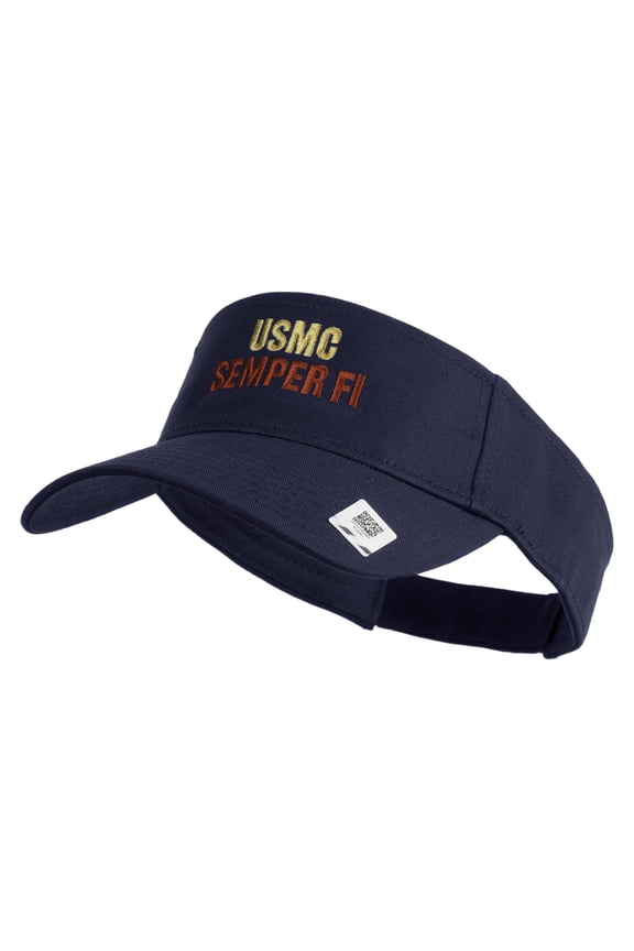 USMC Semper Fi Design Embroidered Cotton Twill Sun Visor - Navy OSFM