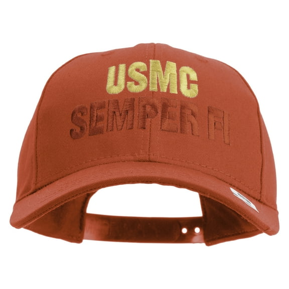 USMC Semper Fi Embroidered 6 Panel Structured Cotton Twill Cap Made in USA - Red OSFM