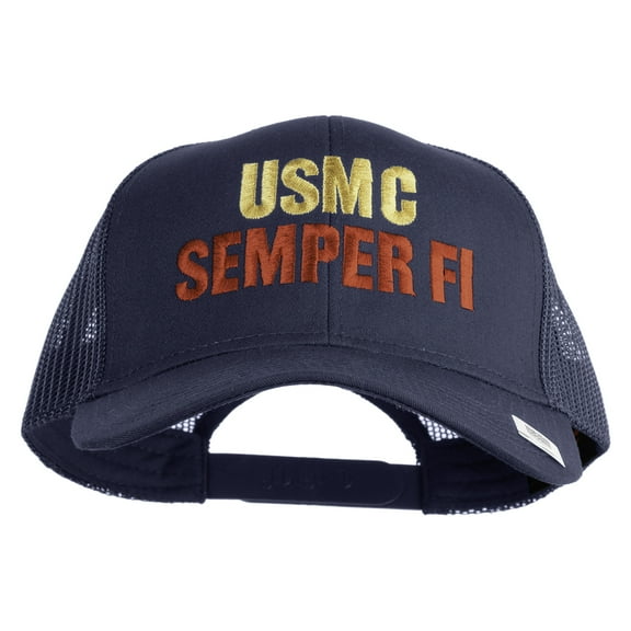 USMC Semper Fi Embroidered Solid Cotton Twill Mesh Prostyle Cap - Navy OSFM