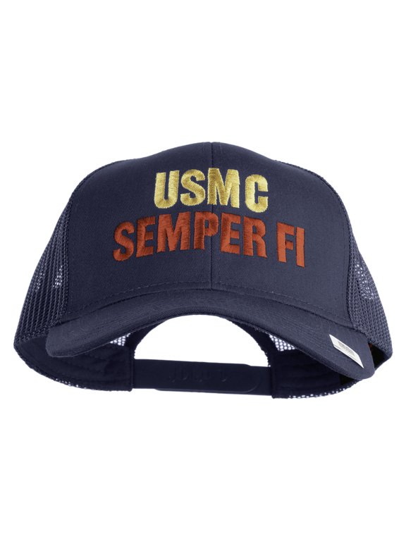 USMC Semper Fi Embroidered Solid Cotton Twill Mesh Prostyle Cap - Navy OSFM