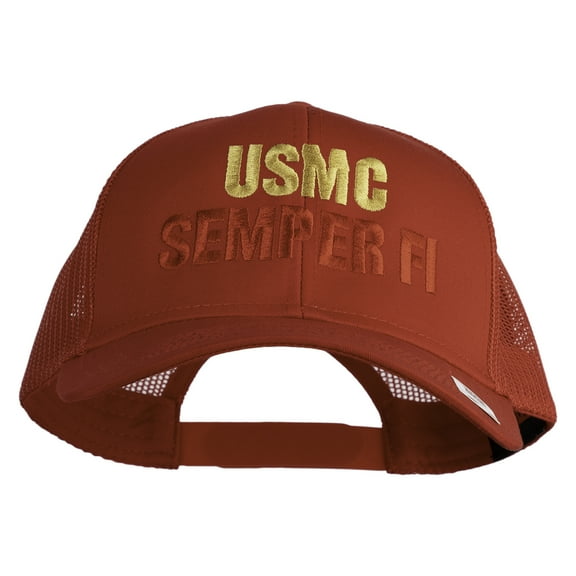 USMC Semper Fi Embroidered Solid Cotton Twill Mesh Prostyle Cap - Red OSFM