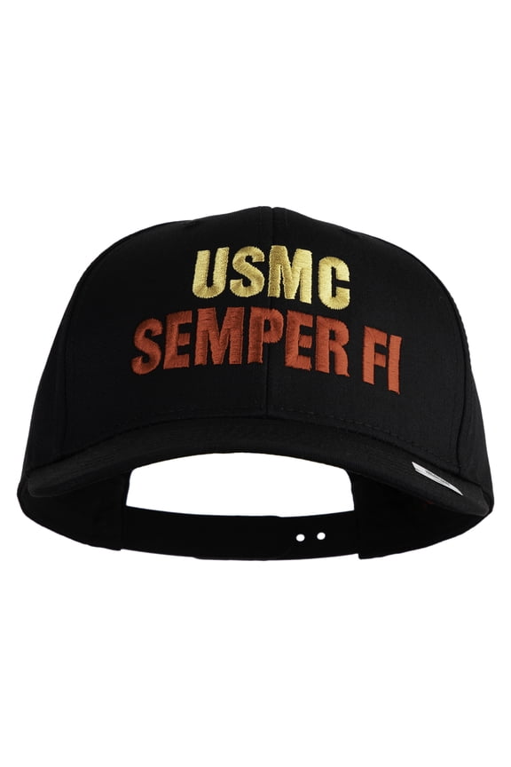 USMC Semper Fi Embroidered Solid Cotton Twill Pro Style Cap - Black OSFM