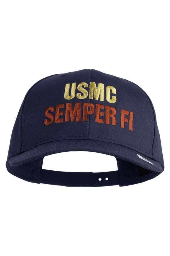 USMC Semper Fi Embroidered Solid Cotton Twill Pro Style Cap - Navy OSFM
