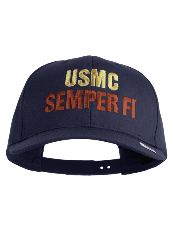 USMC Semper Fi Embroidered Solid Cotton Twill Pro Style Cap - Navy OSFM