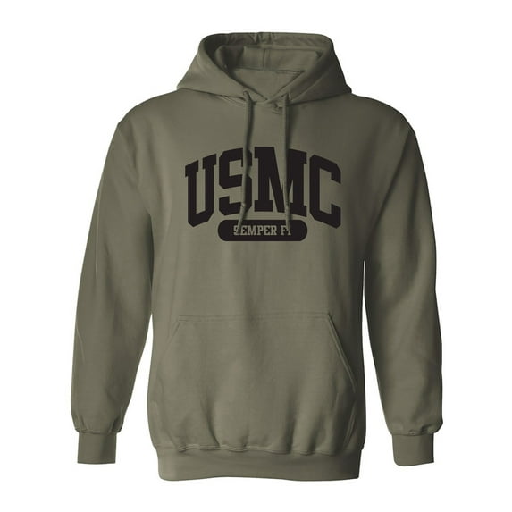USMC Semper Fi Marines Hooded Sweatshirt in Military Green
