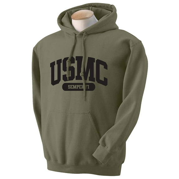 USMC Semper Fi Marines Hooded Sweatshirt in Military Green