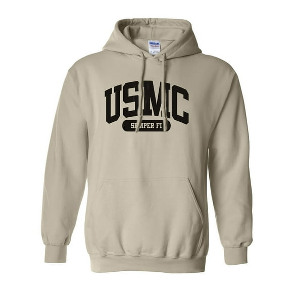 USMC Semper Fi Marines Hooded Sweatshirt in Sand