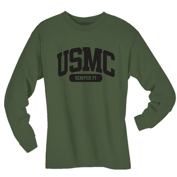 USMC Semper Fi Marines Long Sleeve Tee in Military Green