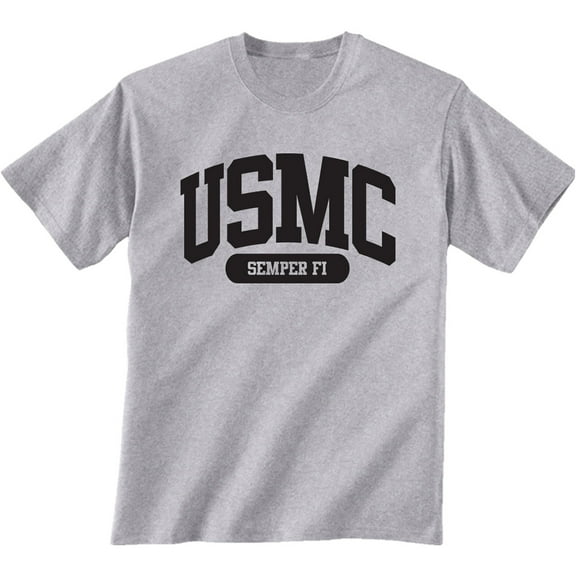 USMC Semper Fi Marines Short Sleeve Tee in Sport Grey