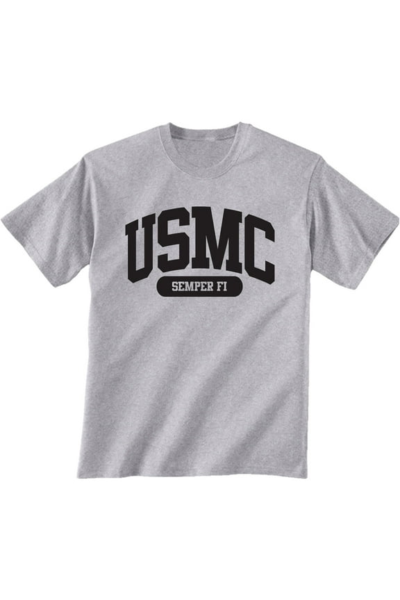 USMC Semper Fi Marines Short Sleeve Tee in Sport Grey