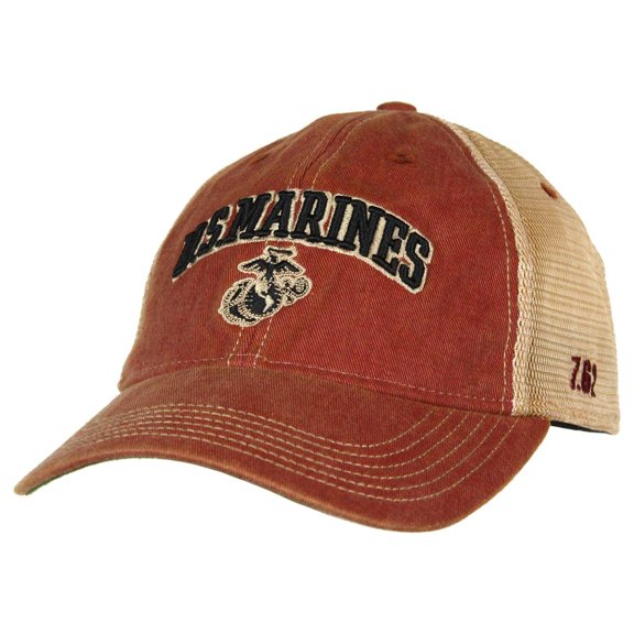 USMC Stretch-Fit Vintage Trucker Cap - Red - SM/MD