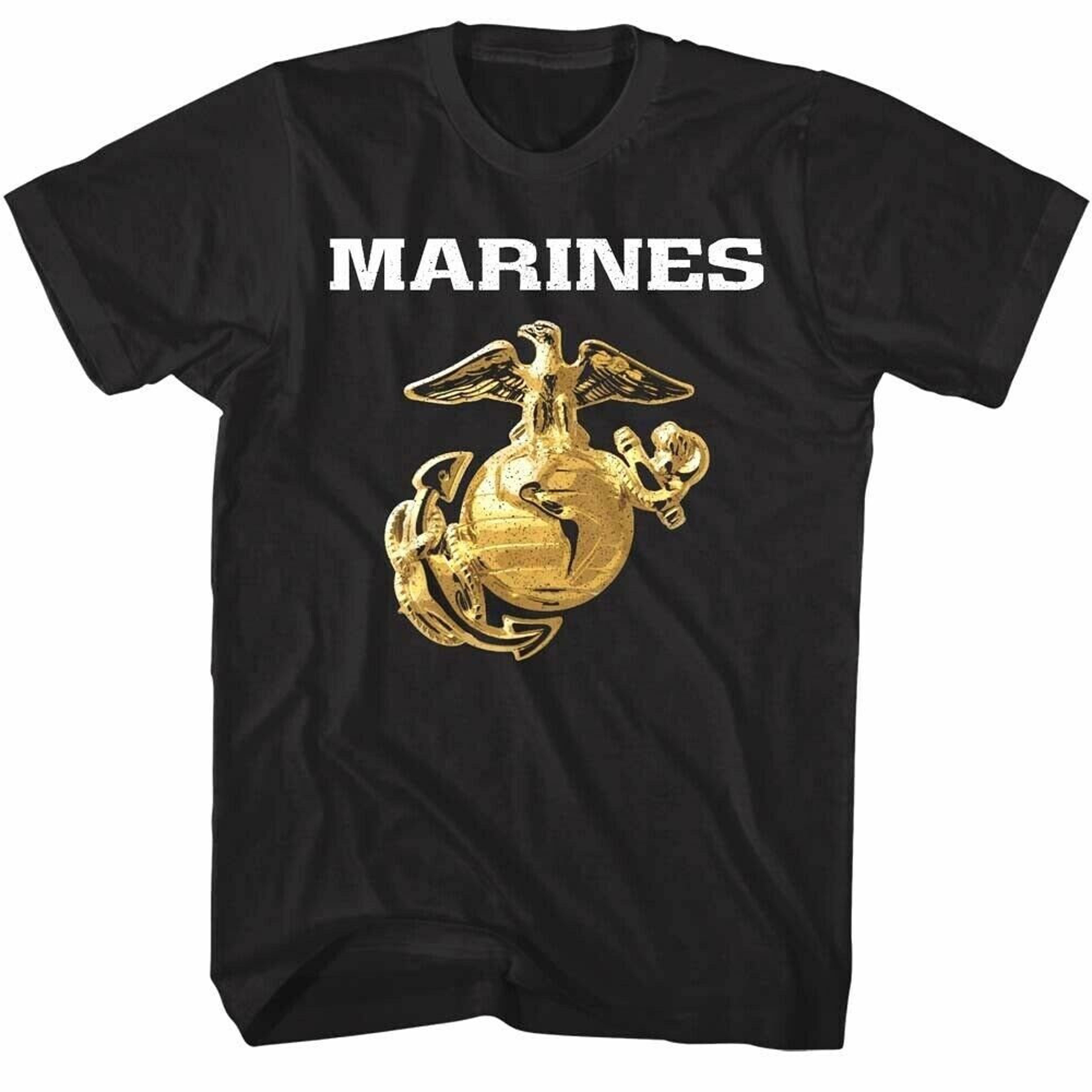 USMC TShirt Gold Enlisted Emblem Eagle Globe Graphic Tees