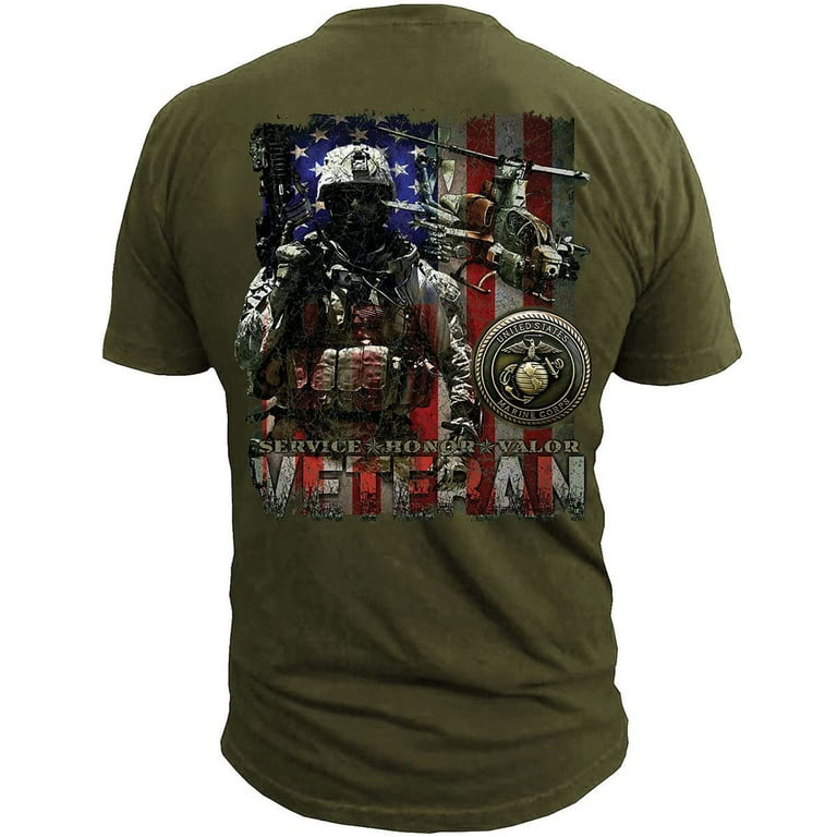 USMC Marines Veteran Military Men s Black Ink T shirt SM Walmart