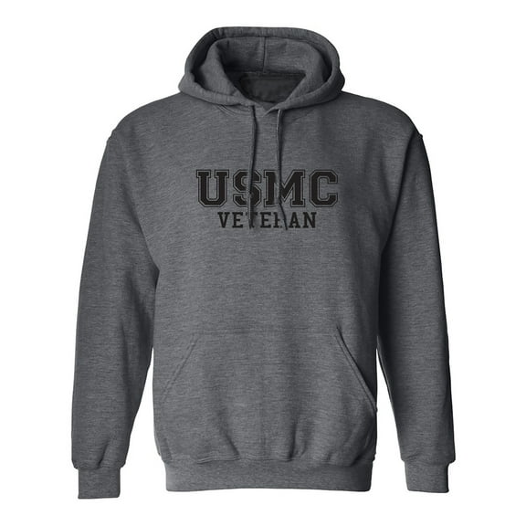 USMC Veteran BLACK logo Hooded Sweatshirt