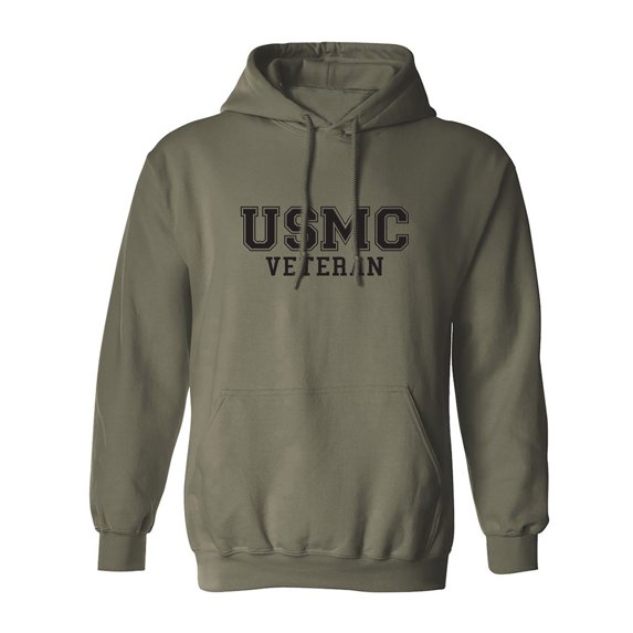 USMC Veteran BLACK logo Hooded Sweatshirt