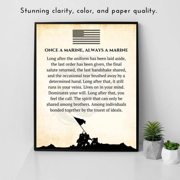 USMC Wall Art Marine Corps Eagle Globe And Anchor Patriotic Home Decor, Stretched Canvas