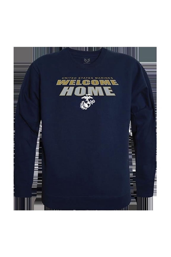 USMC Welcome Graphic Crewneck Sweatshirt, Navy - Large