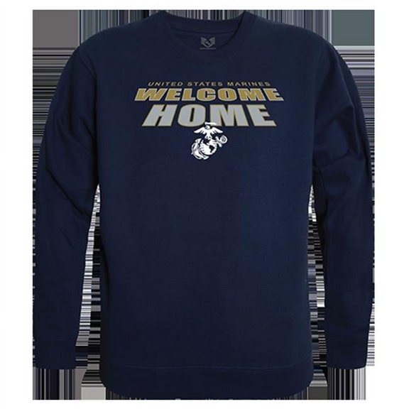 USMC Welcome Graphic Crewneck Sweatshirt, Navy - Medium
