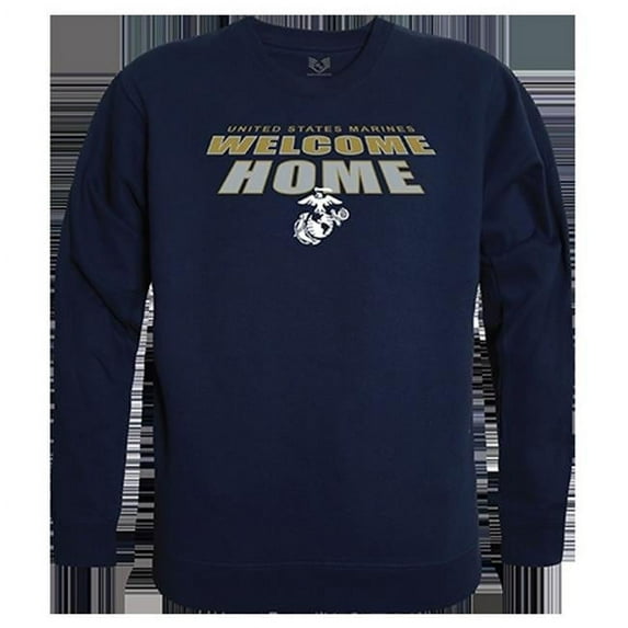 USMC Welcome Graphic Crewneck Sweatshirt, Navy - Small