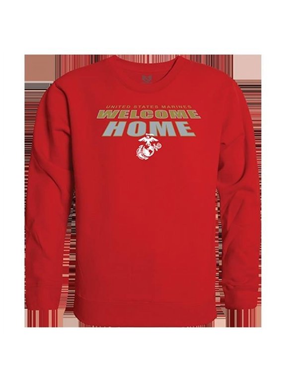 USMC Welcome Graphic Crewneck Sweatshirt, Red - Medium