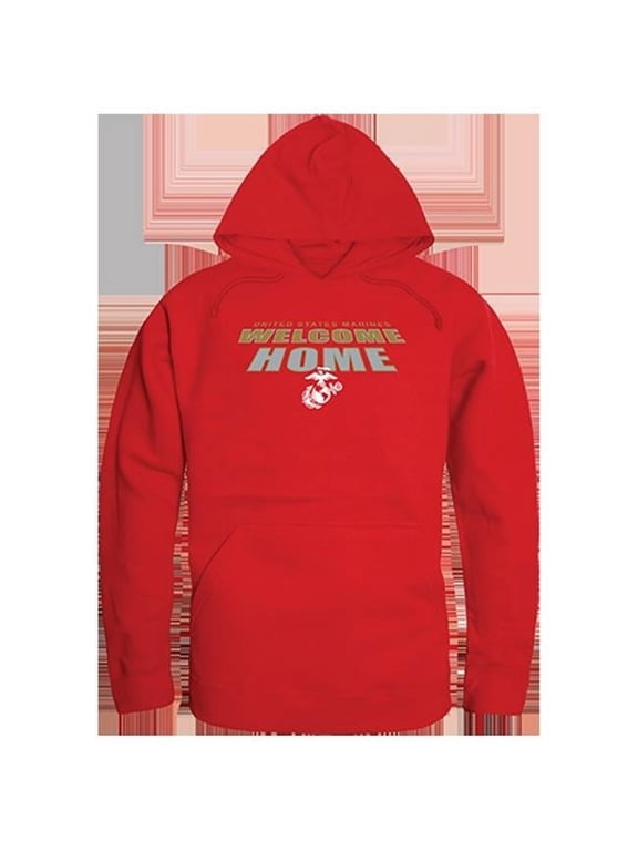 USMC Welcome Graphic Pullover Sweatshirt, Red - Large