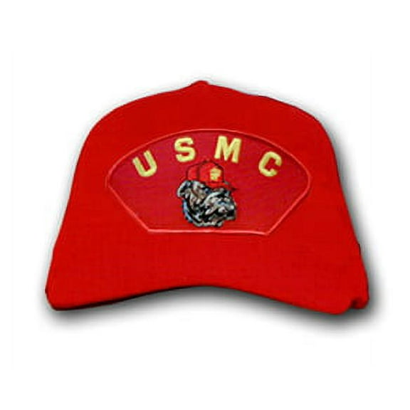 USMC with Bulldog, Red Marine Corps Ball Cap