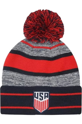 USMNT Unisex Teen Acrylic Beanie, Gray & Multicolor, 1 Count